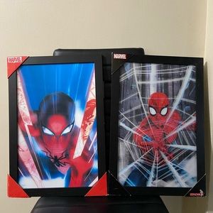 2-pc Framed Spider-Man holographic wall art